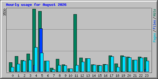 Hourly usage for August 2026