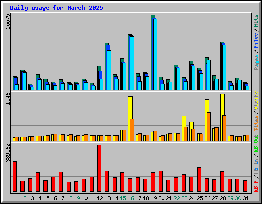 Daily usage for March 2025